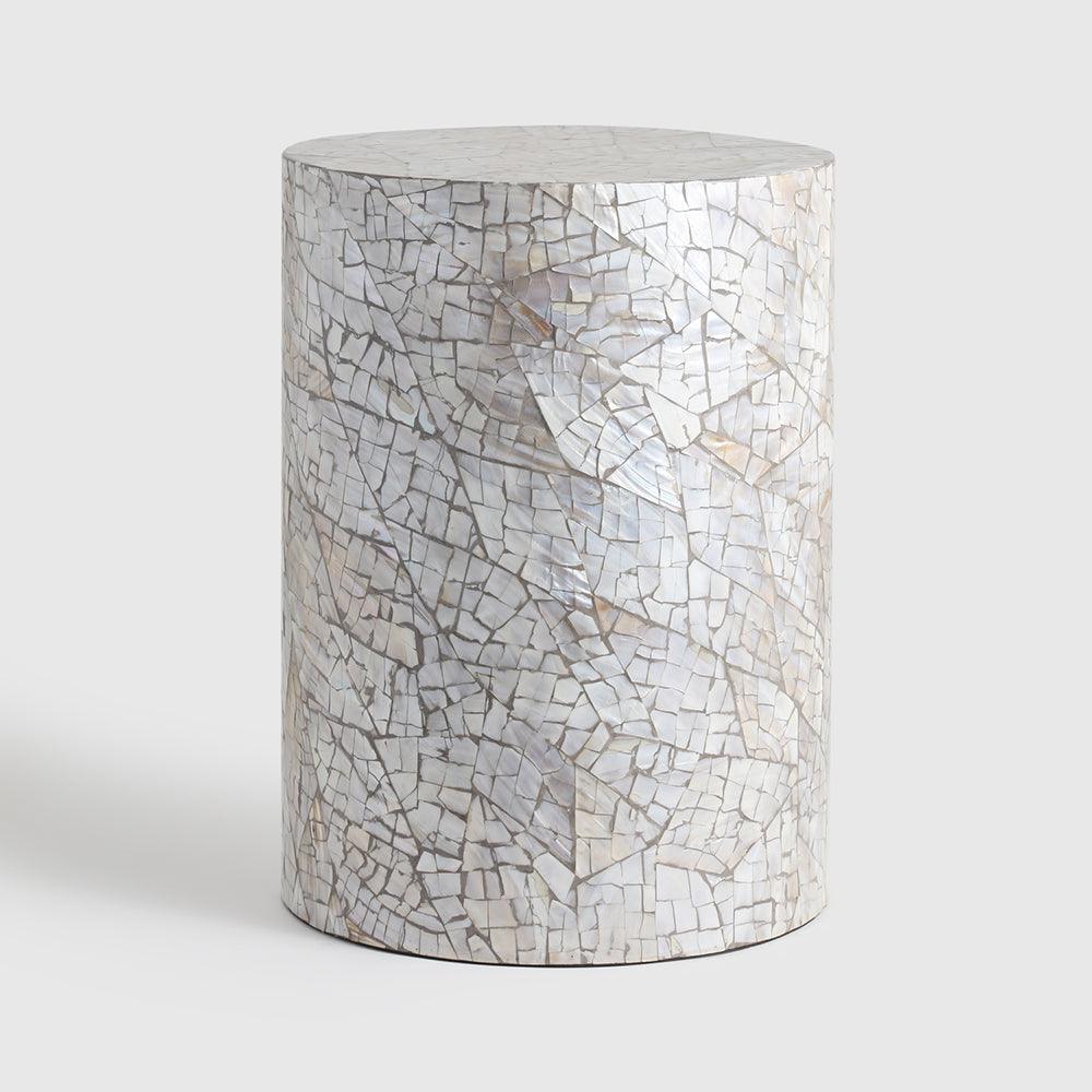 Capiz Shell Side Table - Capiz Shell / L:35 x B:35 x H:48 In cm - Indoor Furniture