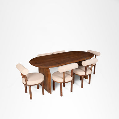 Celeste Dining Table No. 14 Set Of 6 - Chair- W: 20’’ D: 22’’ H: 31’’ SH: 18’’ Table- L: 67’’ B 36’’ H: 30’’ / Walnut