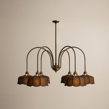Celestial Arc Chandelier - Gold / Diameter: 1775mmTotal Height: 1285mmSingle arm height including shade: 885mmFabric