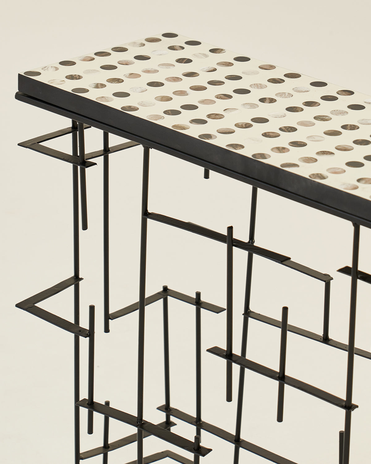 Checkerboard Console - White & Black / Metal & Resin / 121L X 32W X 76H In Cms - Indoor Furniture