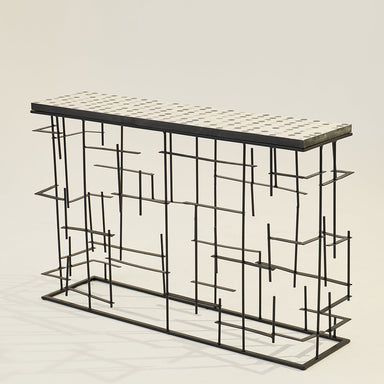 Checkerboard Console - White & Black / Metal & Resin / 121L X 32W X 76H In Cms - Indoor Furniture