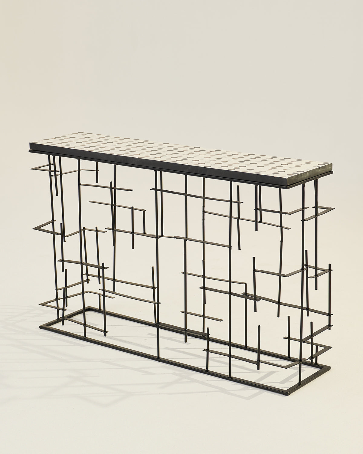 Checkerboard Console - White & Black / Metal & Resin / 121L X 32W X 76H In Cms - Indoor Furniture