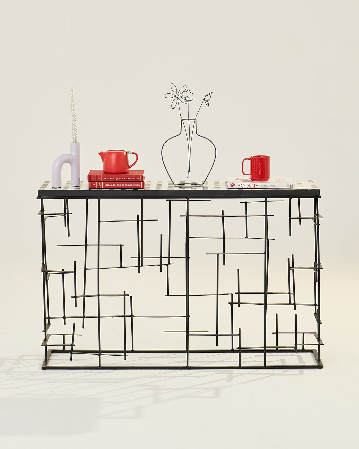 Checkerboard Console - White & Black / Metal & Resin / 121L X 32W X 76H In Cms - Indoor Furniture