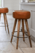 Cheryl Leather Bar Stool - Brown / Leather and Wood / L:48 x D:48 x H:70 in cm - Indoor Furniture