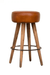 Cheryl Leather Bar Stool - Brown / Leather and Wood / L:48 x D:48 x H:70 in cm - Indoor Furniture