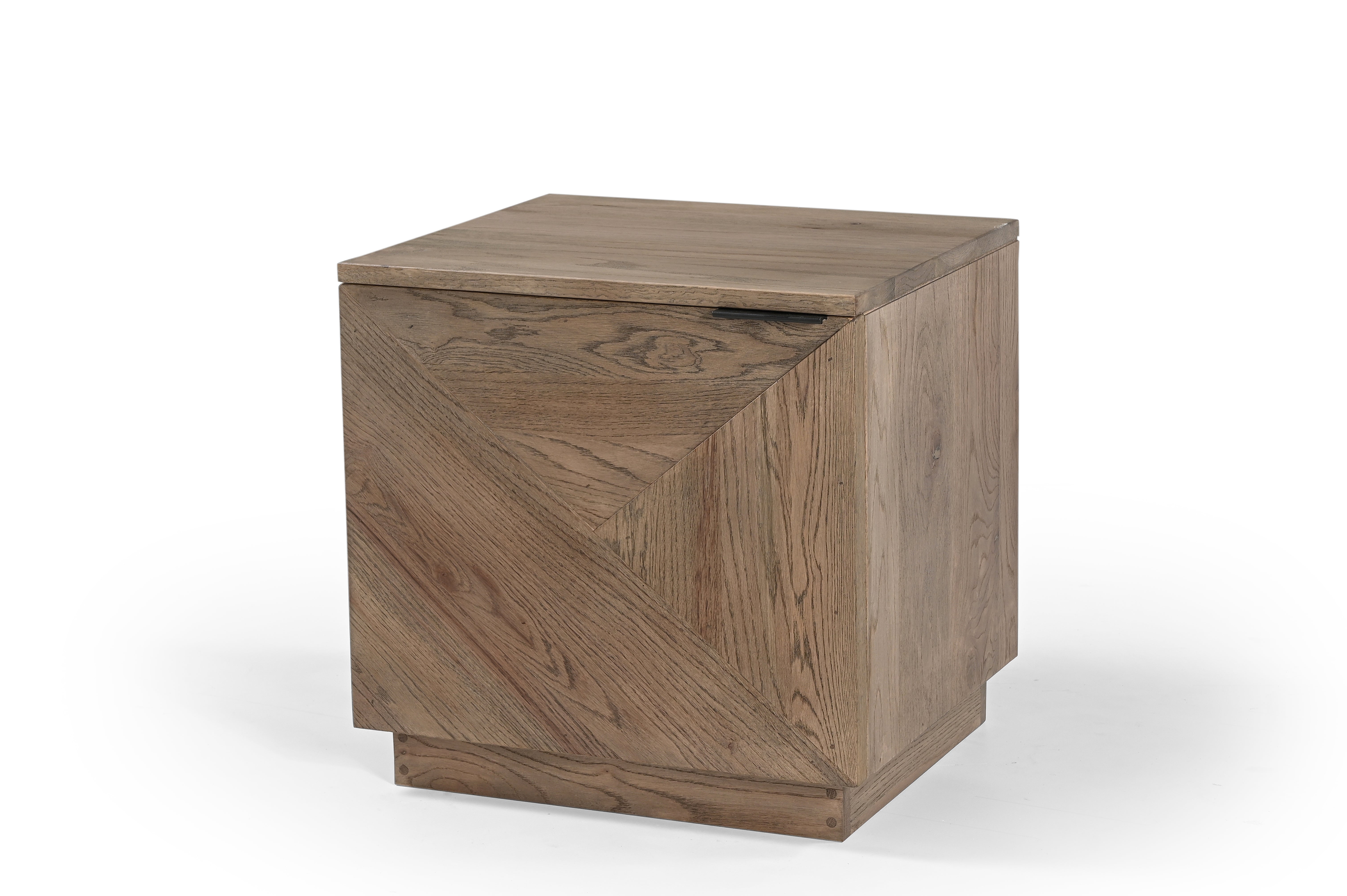 Chevron End Table - Natural / Oak Wood / L: 50.80 x W: 45.72 x H: 50.80 cms - Indoor Furniture