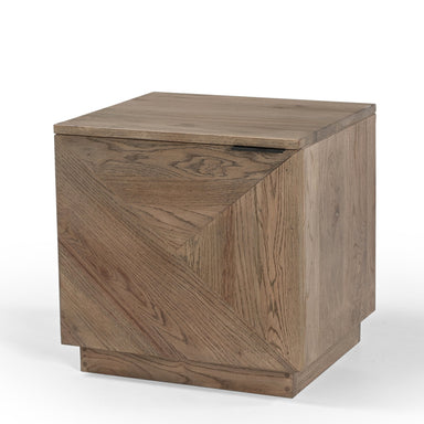 Chevron End Table - Natural / Oak Wood / L: 50.80 x W: 45.72 x H: 50.80 cms - Indoor Furniture