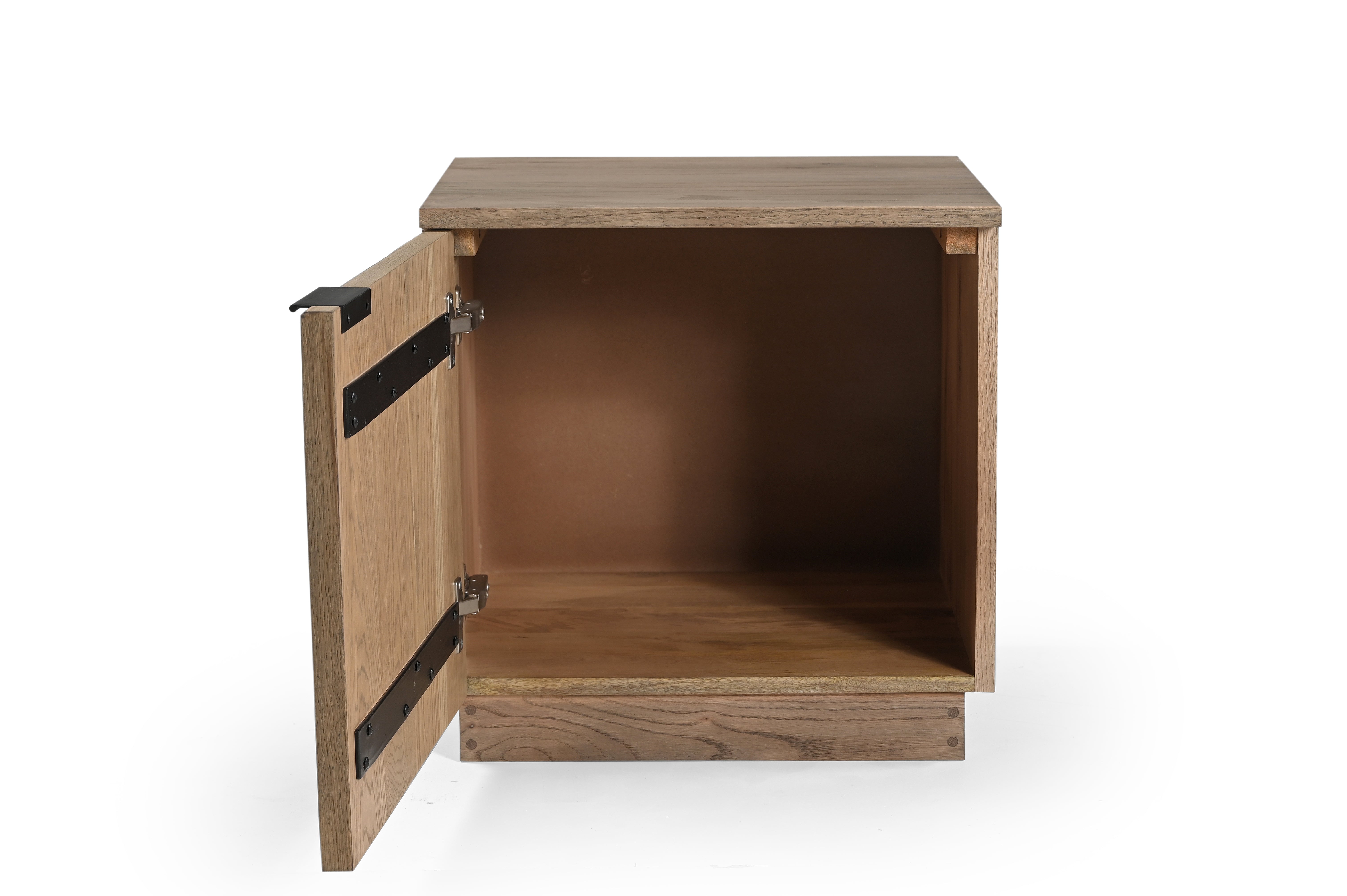 Chevron End Table - Natural / Oak Wood / L: 50.80 x W: 45.72 x H: 50.80 cms - Indoor Furniture