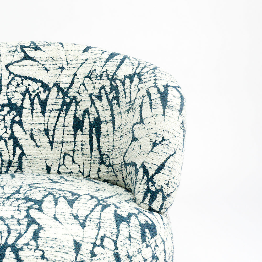 Chihiro Swivel Lounge Chair - Wood and Upholstery / CM:- L:- 71 x W:- 69 x H:- 73 - Indoor Furniture