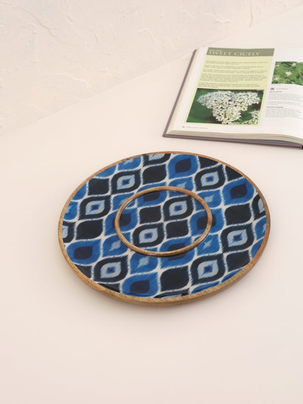 Wooden Enamel Round Chip & Dip Platter