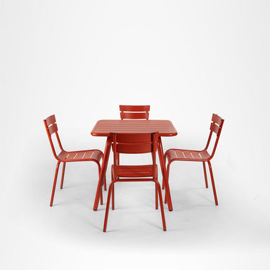 Cider Patio Set 4 Seater - Cider Red / Aluminium / W: 20’’ D: 20’’ H: 33’’ SH:18’’ Table- L: 31’’ B 31’’ H: 30’’ Chair