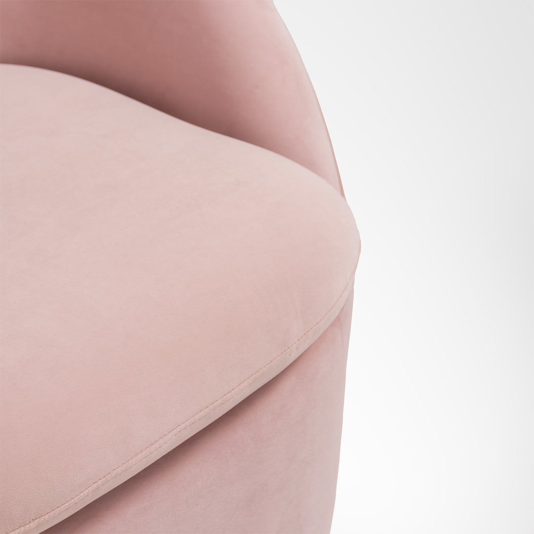 Cocoon Swivel Chair - Pastel Pink / Cotton Fabric Upholstery / L:30 x H:30 x SH:15 In inches - Indoor Furniture