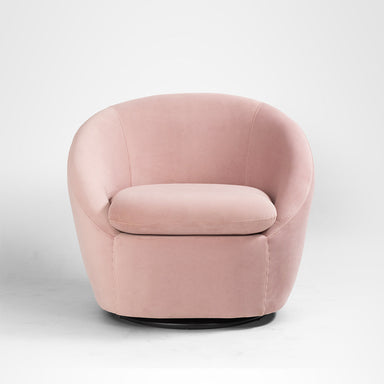 Cocoon Swivel Chair - Pastel Pink / Cotton Fabric Upholstery / L:30 x H:30 x SH:15 In inches - Indoor Furniture
