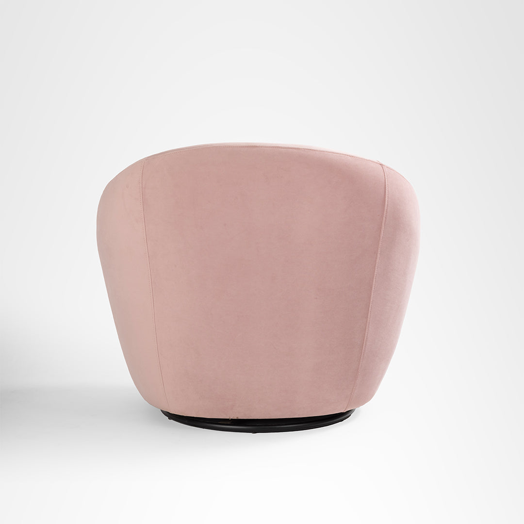 Cocoon Swivel Chair - Pastel Pink / Cotton Fabric Upholstery / L:30 x H:30 x SH:15 In inches - Indoor Furniture