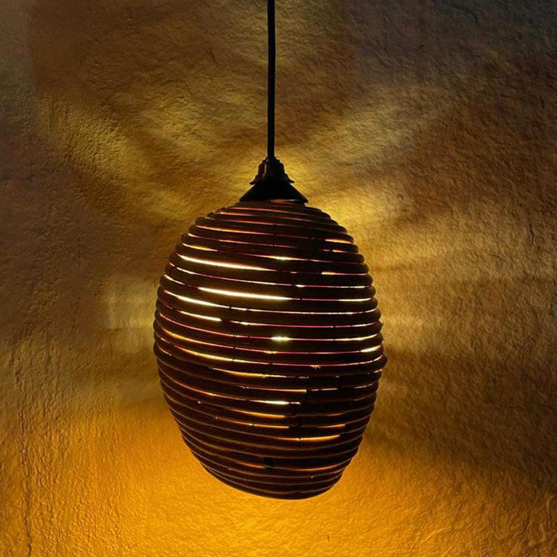 Cocoon White Cane Pendant Light