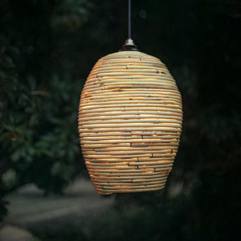 Cocoon White Cane Pendant Light