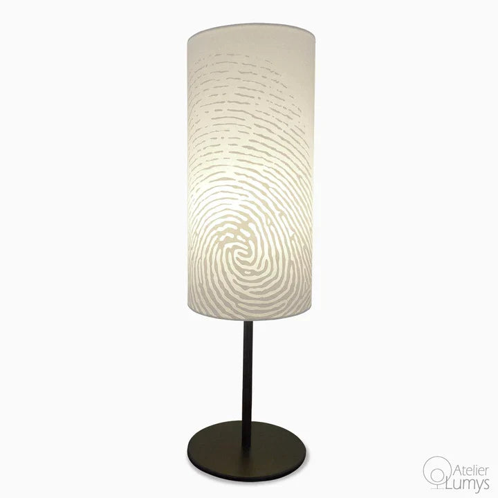 Colombo Table Lamp - Dia: 6’’ H: 19’’ / Black and White / Mild Steel and Poplin - Lighting
