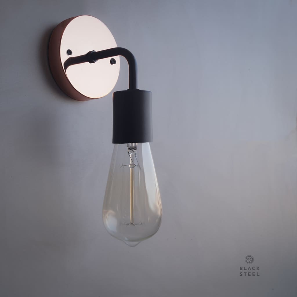 Copper Baseplate Black Wall Sconce