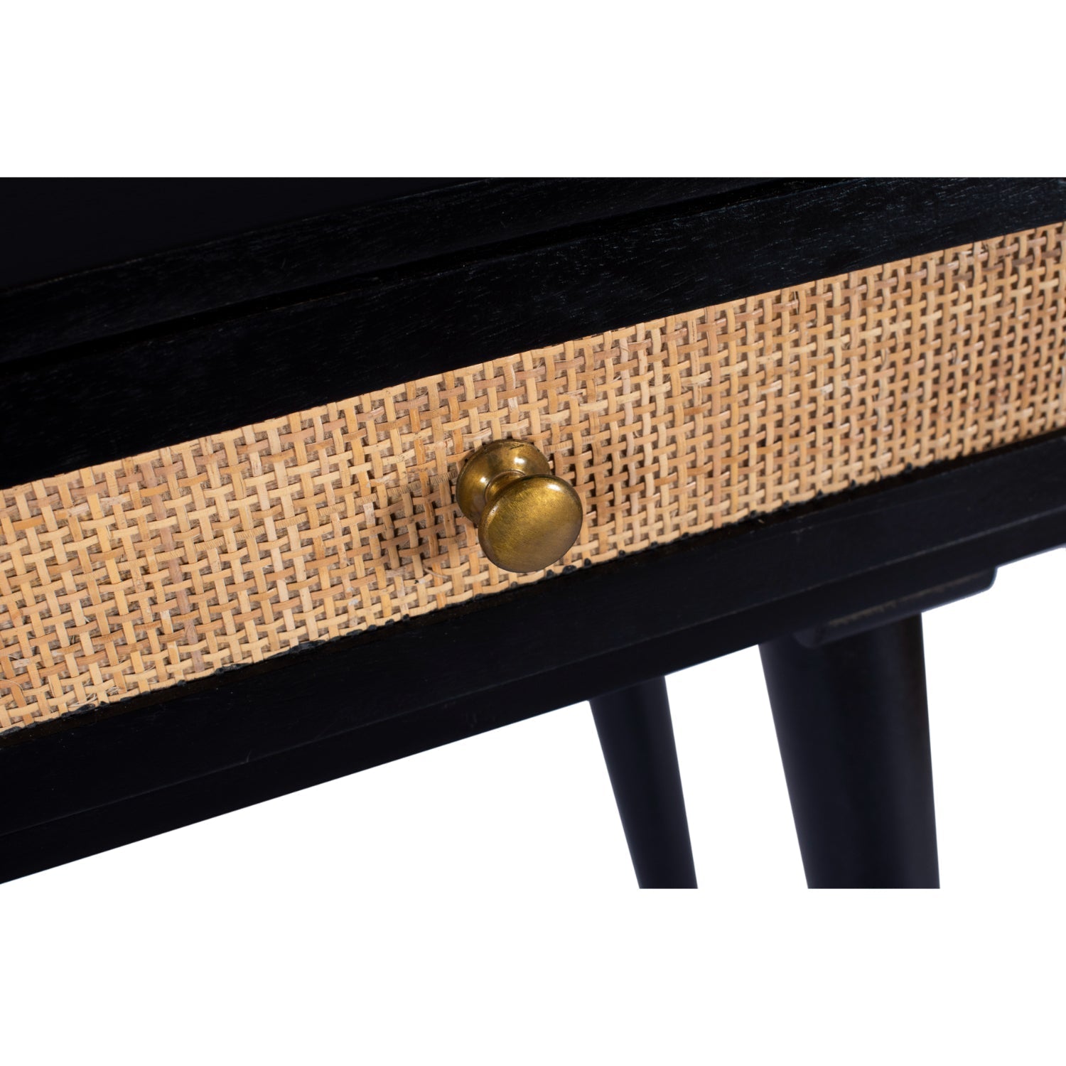 Cotswold Rattan Black Console Table - Black / Wood and Cane / L:110 x D:35 x H:82 in cm - Indoor Furniture
