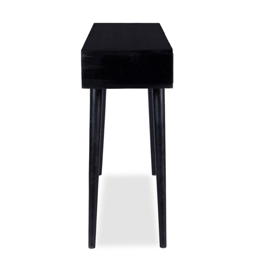 Cotswold Rattan Black Console Table - Black / Wood and Cane / L:110 x D:35 x H:82 in cm - Indoor Furniture