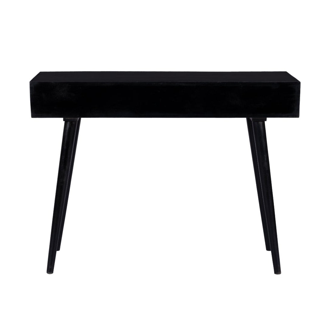 Cotswold Rattan Black Console Table - Black / Wood and Cane / L:110 x D:35 x H:82 in cm - Indoor Furniture