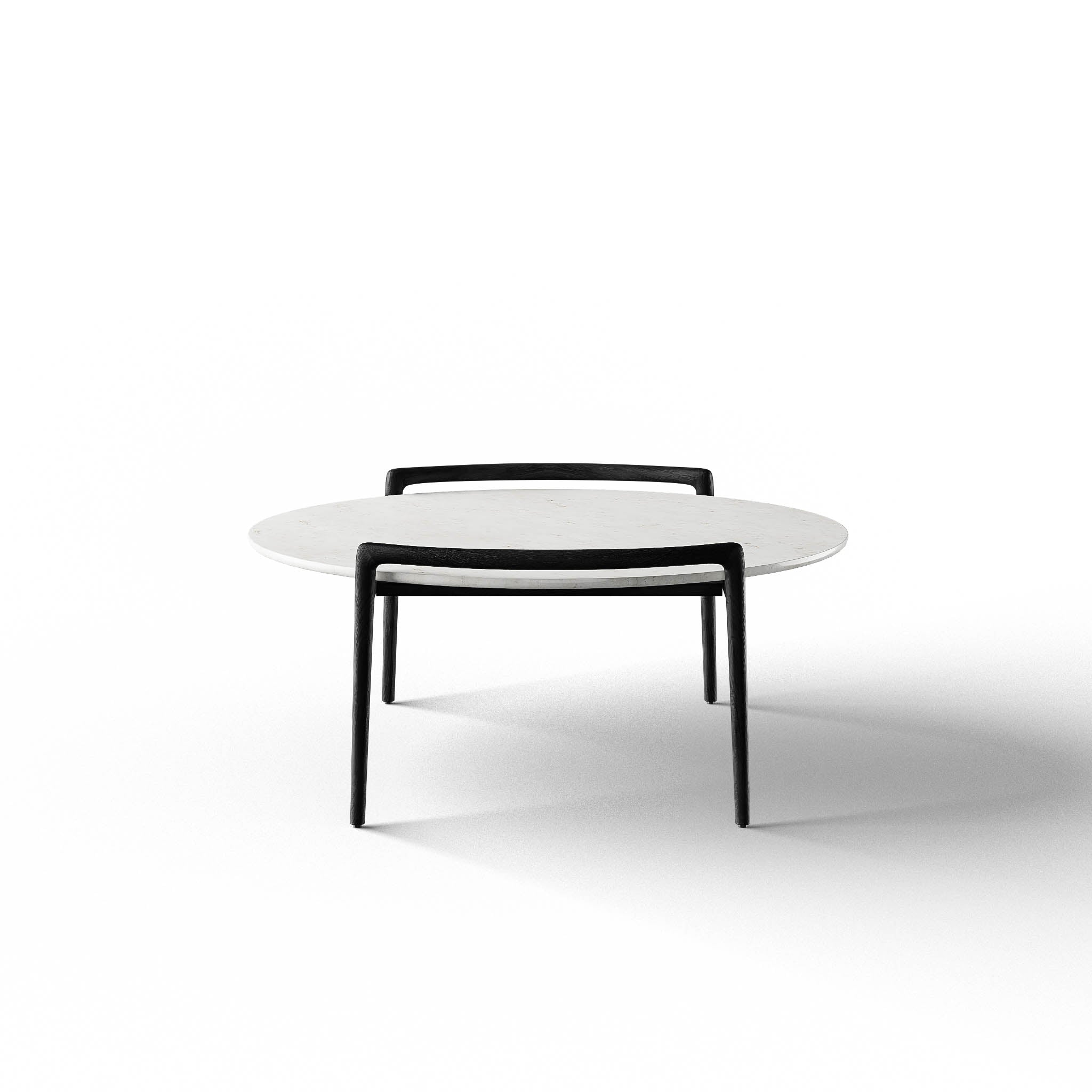 Cradle Coffee Table - L:36’’ x B:33’’ x H:15’’ In Inches / Mirror Buffing Banswada White Top; Black Distressed/Charcoal