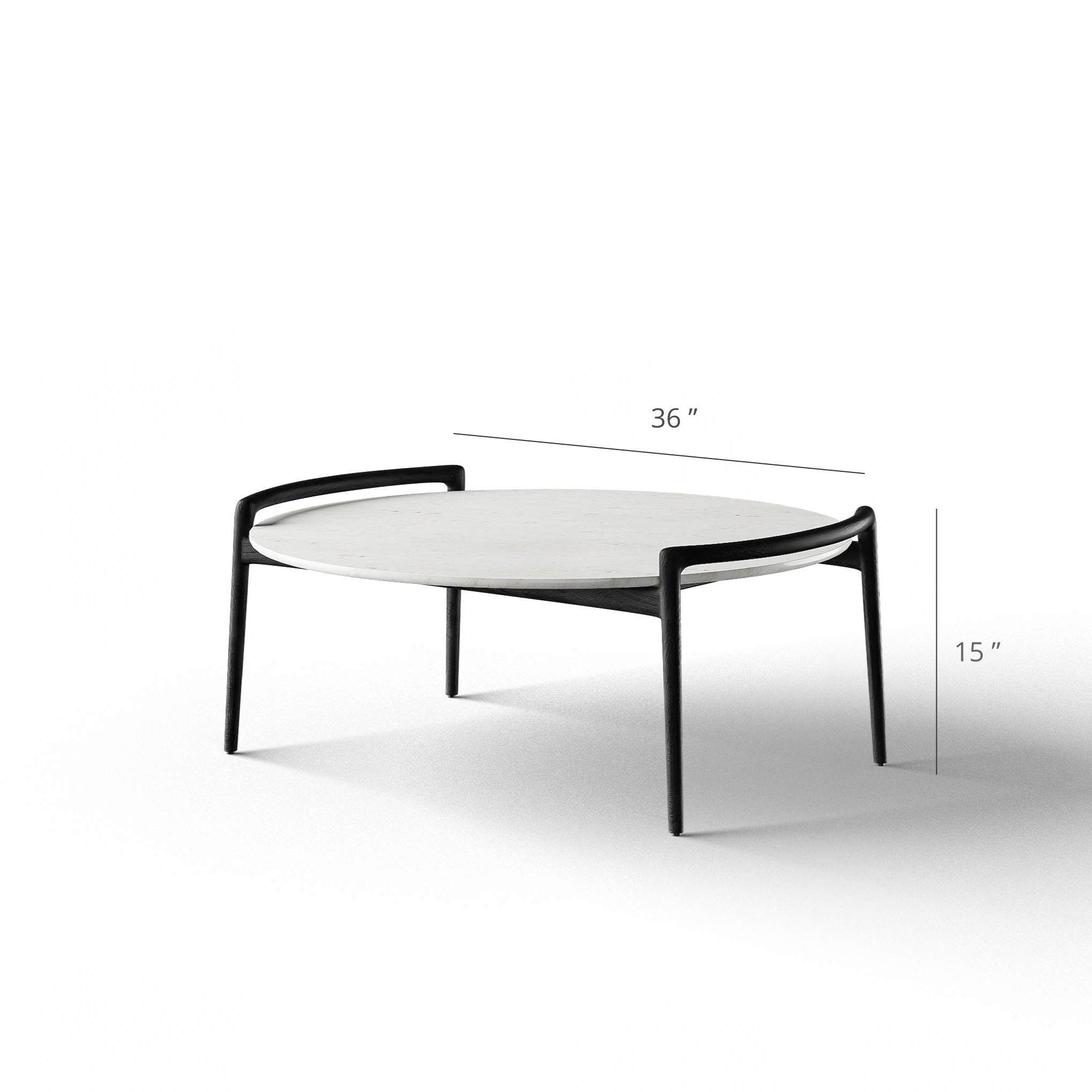 Cradle Coffee Table - L:36’’ x B:33’’ x H:15’’ In Inches / Mirror Buffing Banswada White Top; Black Distressed/Charcoal
