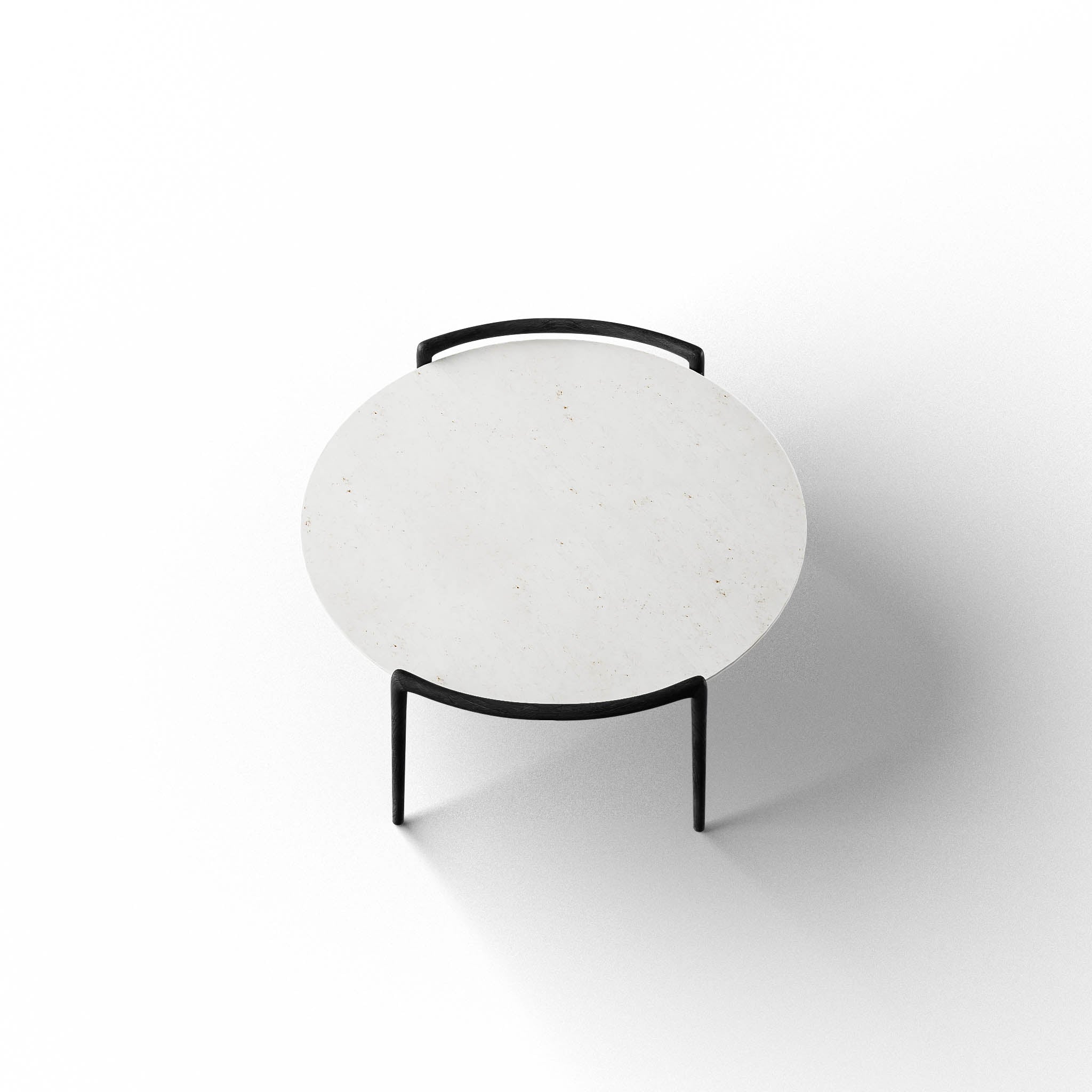 Cradle Coffee Table - L:36’’ x B:33’’ x H:15’’ In Inches / Mirror Buffing Banswada White Top; Black Distressed/Charcoal