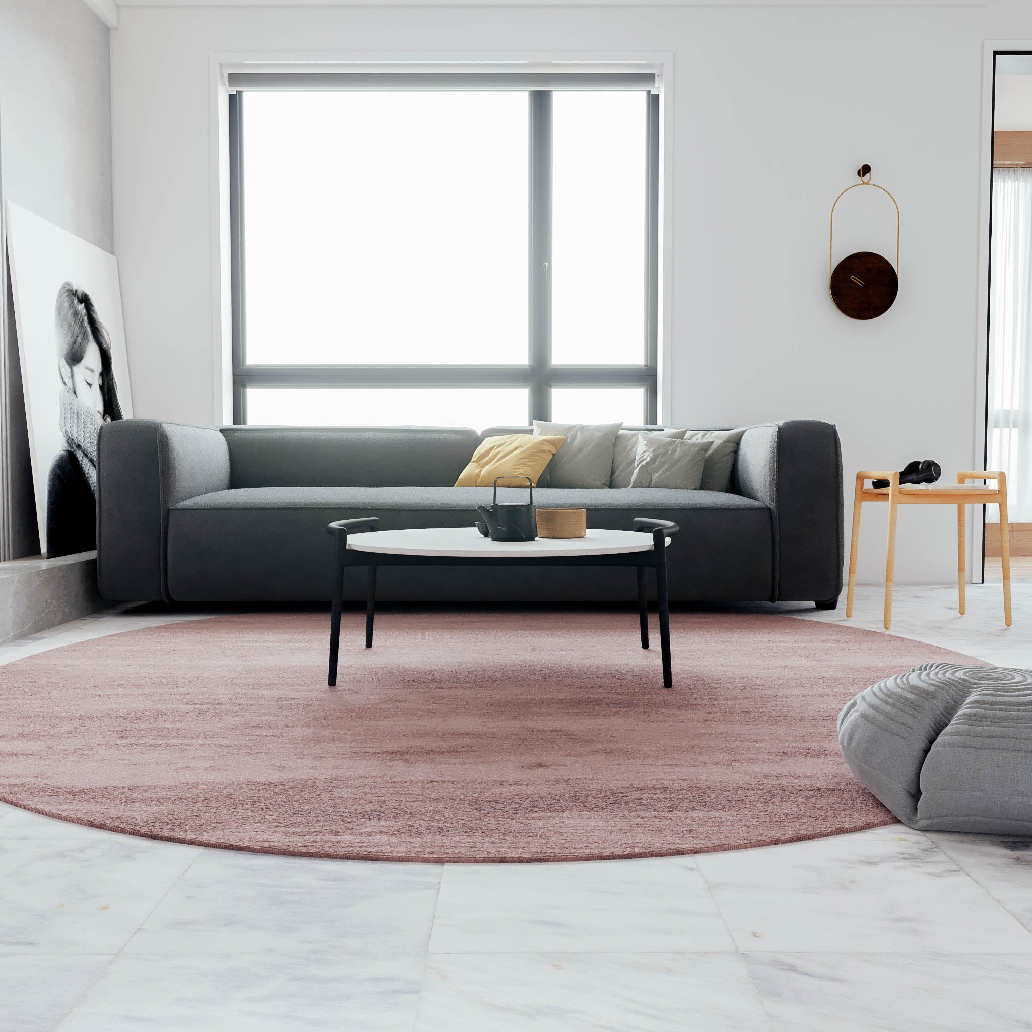 Cradle Coffee Table - L:36’’ x B:33’’ x H:15’’ In Inches / Mirror Buffing Banswada White Top; Black Distressed/Charcoal