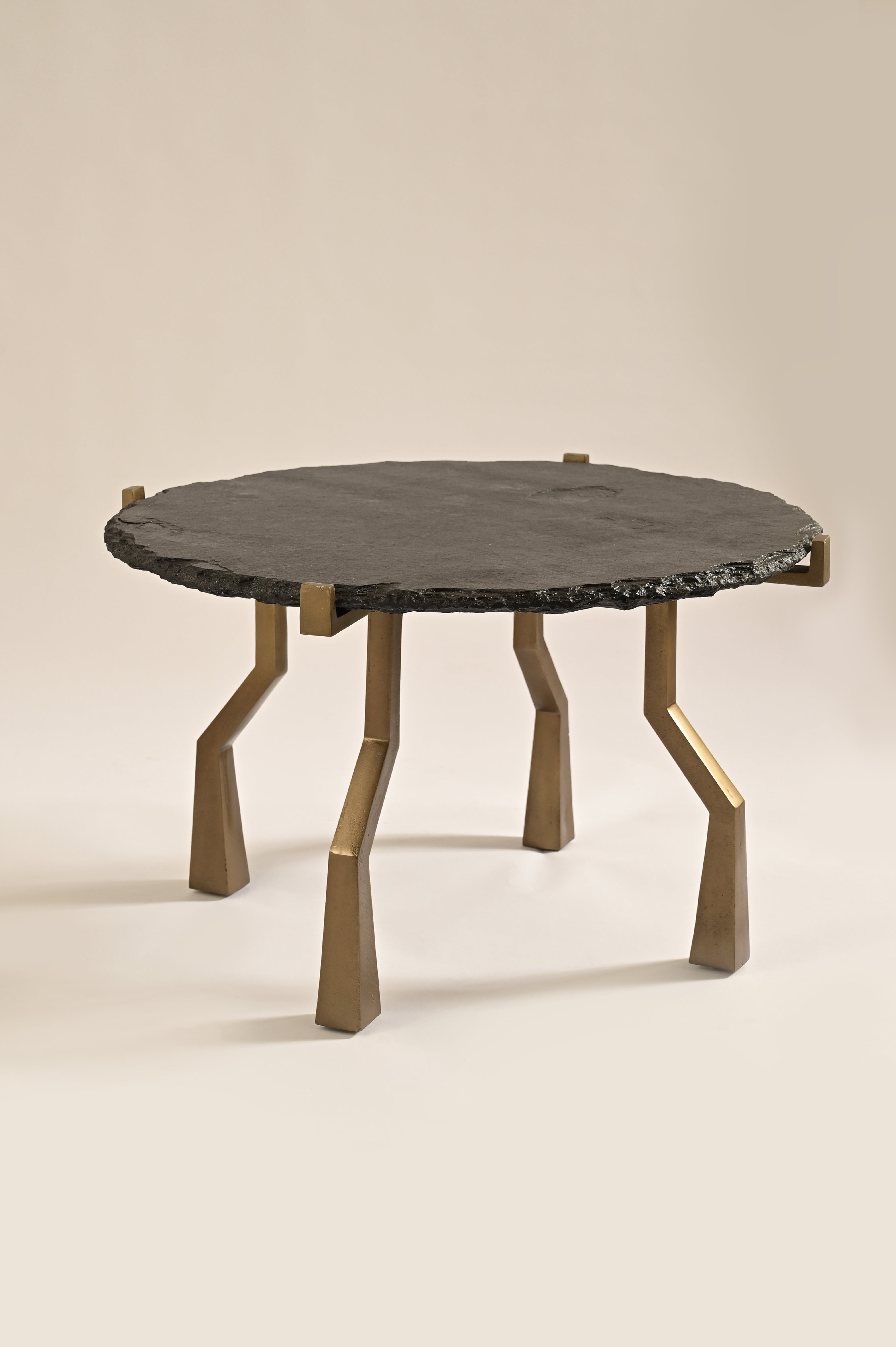 Crawler Coffee Table - Black & Antique Brass / Stone & Aluminium / 76L X 76W X 40H In Cms - Furniture