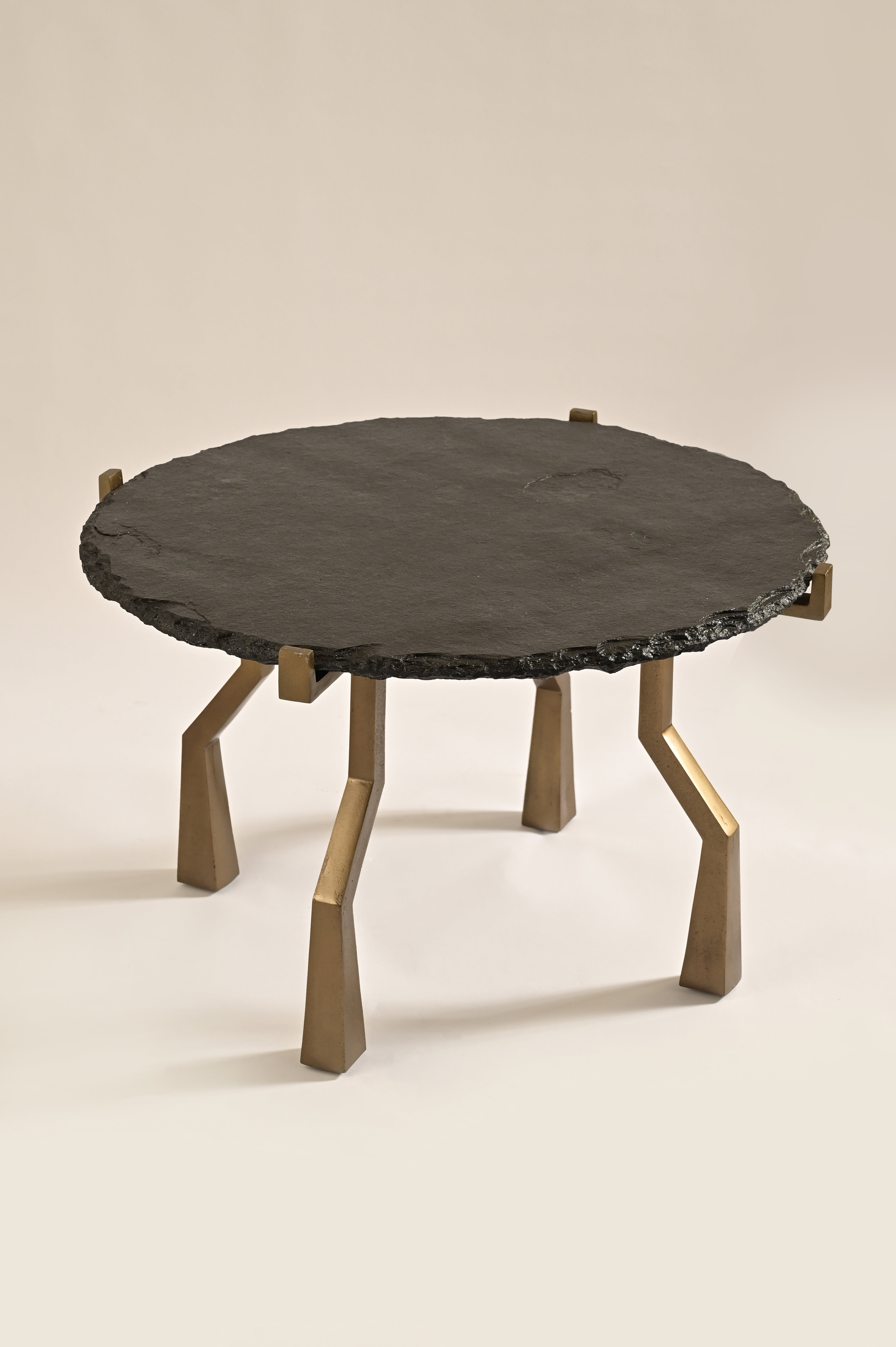 Crawler Coffee Table - Black & Antique Brass / Stone & Aluminium / 76L X 76W X 40H In Cms - Furniture