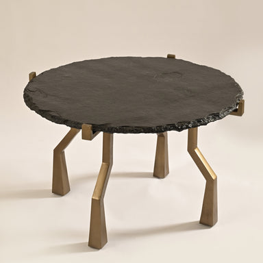 Crawler Coffee Table - Black & Antique Brass / Stone & Aluminium / 76L X 76W X 40H In Cms - Furniture