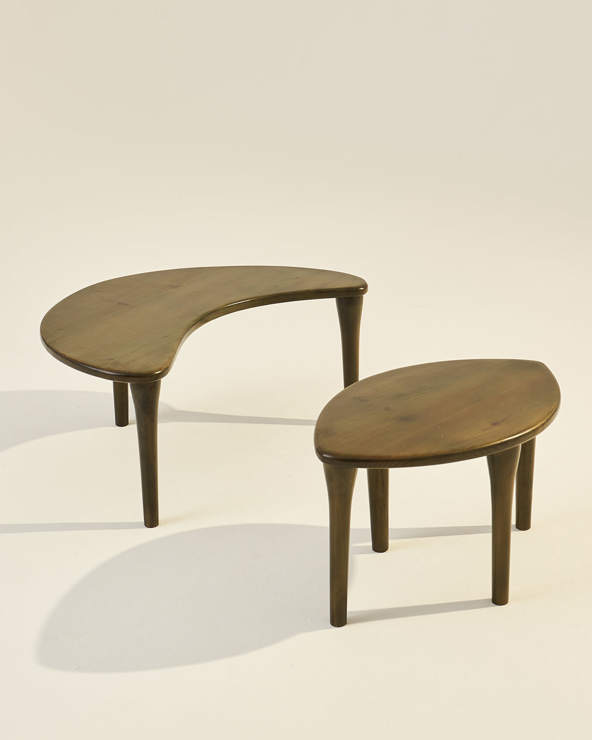 Crescent Coffee Table - Set of 2 - Green / AshWood / 85L x 85W x 40H In Cms - Indoor Furniture