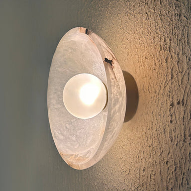 Crescent Wall Light - Dia:250 x Height:125 mm / Matte Gold / Alabaster Stone and Stainless Steel - Lighting