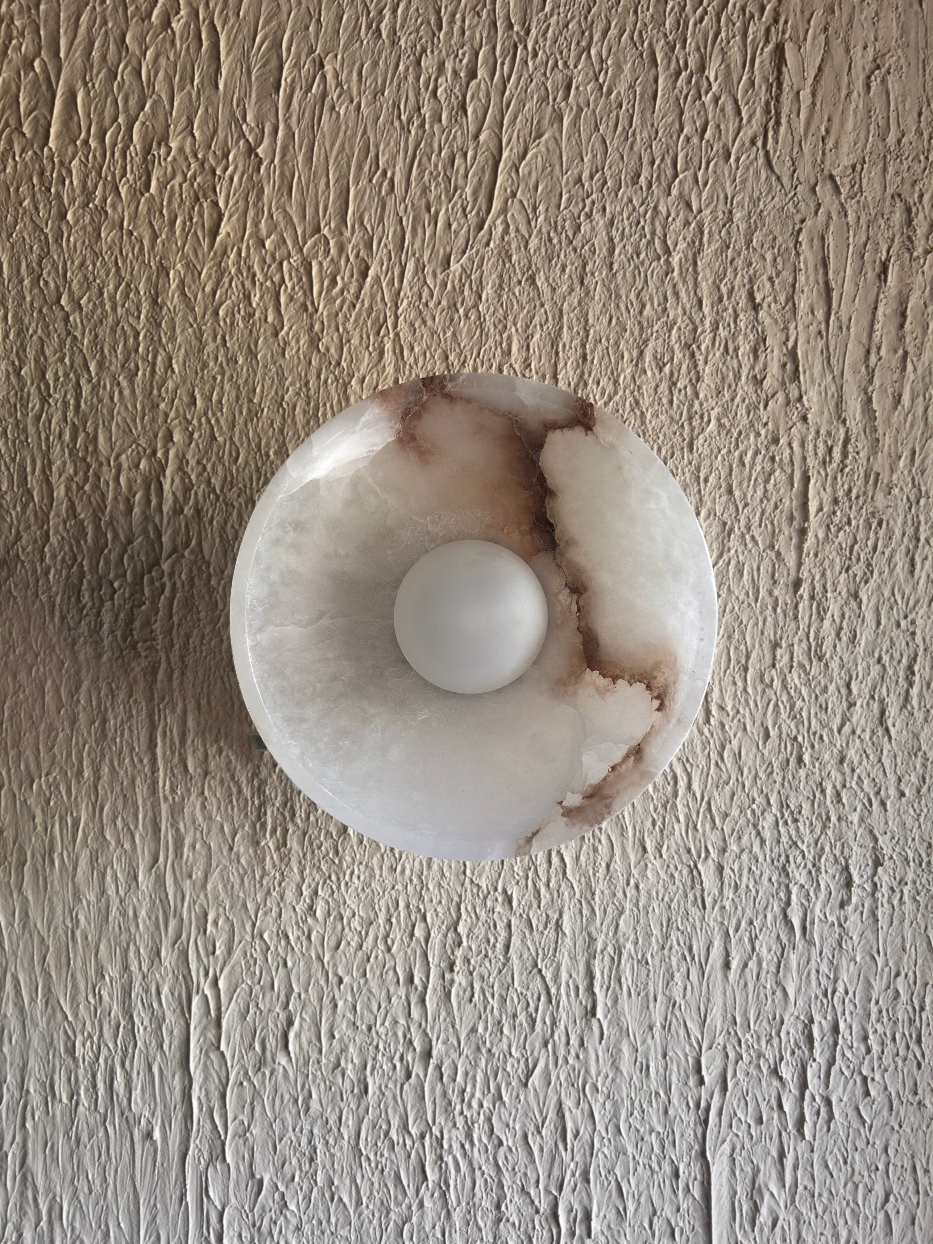 Crescent Wall Light - Dia:250 x Height:125 mm / Matte Gold / Alabaster Stone and Stainless Steel - Lighting