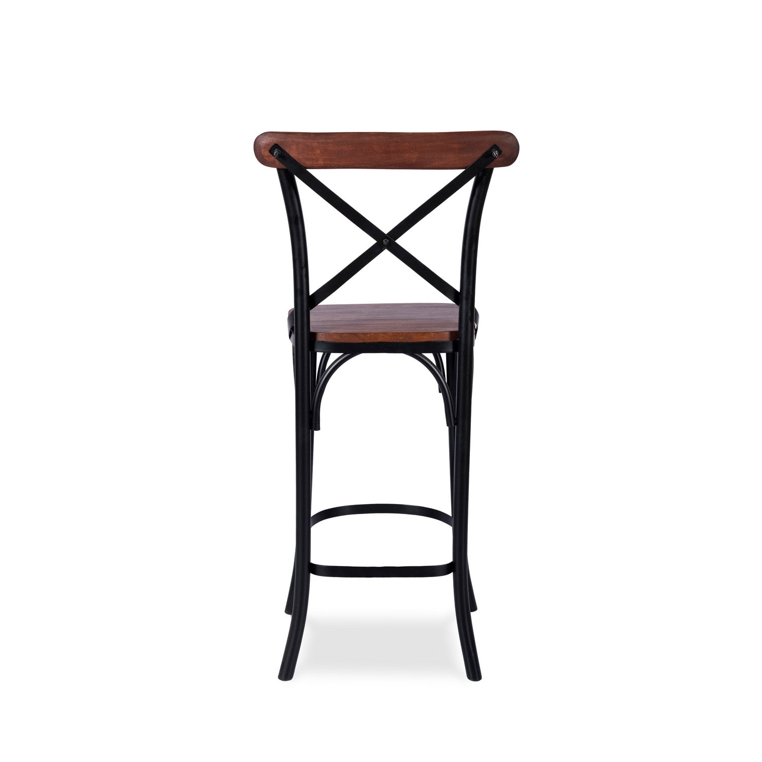 Cross Back Bar Chair - Walnut / Wood and MS / L:50 x D:45 x H:117 in cm - Indoor Furniture