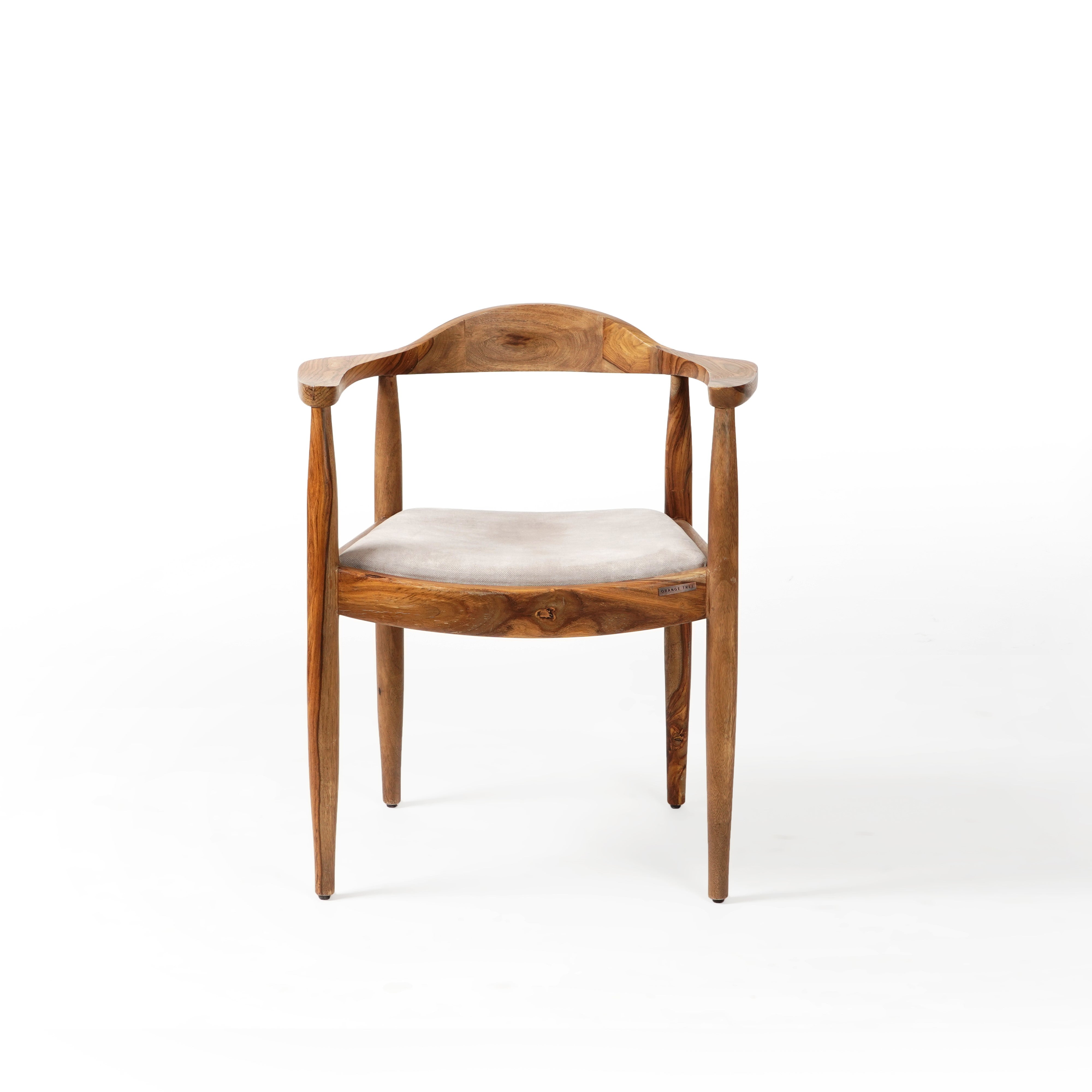 Dado Dining Chair - Natural finish on wood and Beige upholstered / 62 L x 55 W x 73 H cm / Sheesham wood and Upholstery