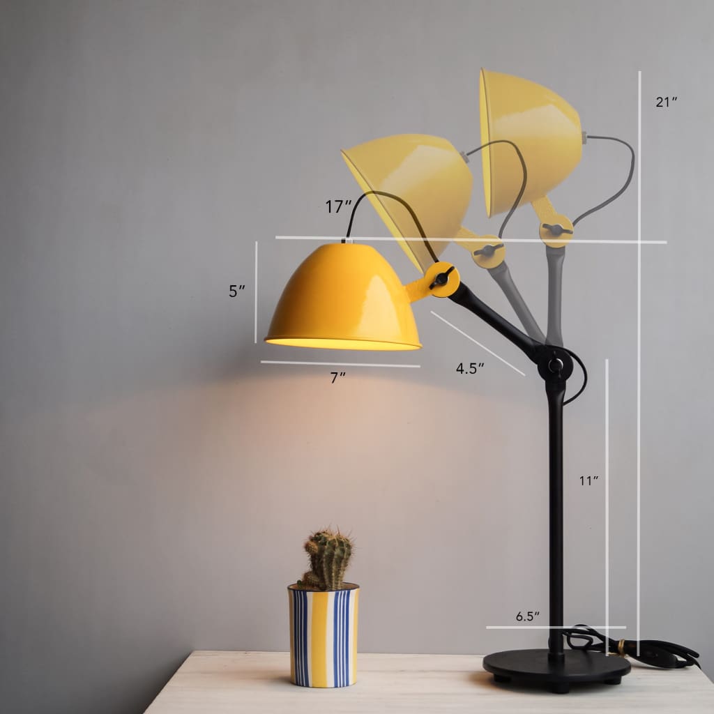 De Stijl 1917 Inspired Swing-Arm Yellow Decorative Desk Lamp
