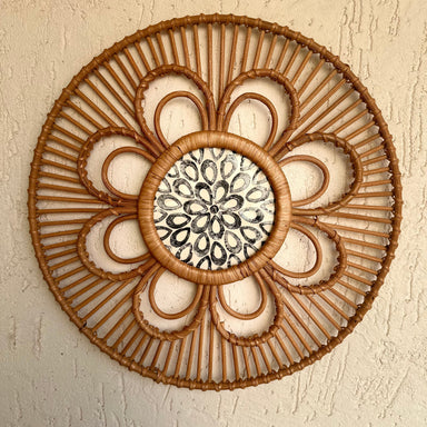 Designer Rattan Wall Decor With Mother of Pearls - Natural / Rattan and Mother of Pearls - Decor