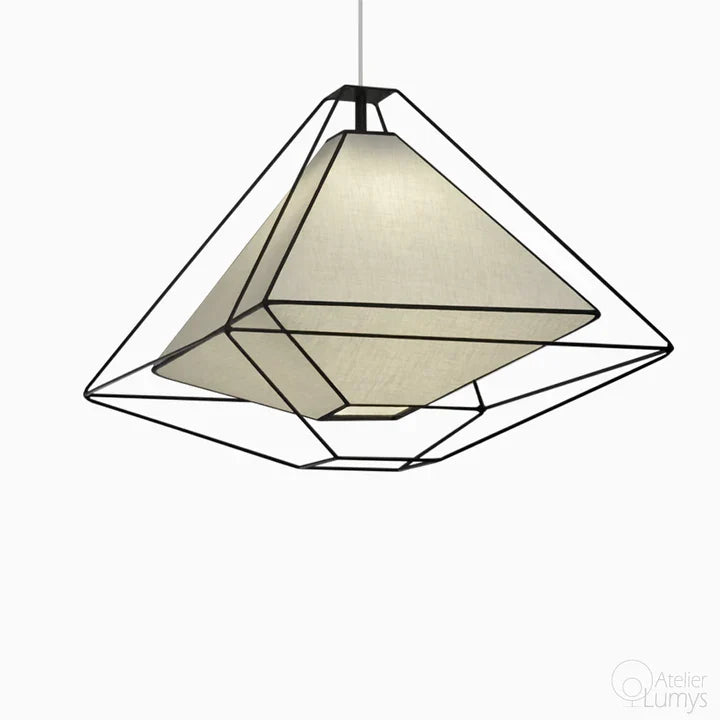 Diane Rosetta Hanging Lamp - Dia:20’’ H: 16’’ / White / Mild Steel and Fabric - Lighting