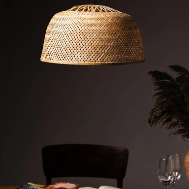 Dome Shape Pendant Bamboo Lampshade - Natural / Bamboo - Lighting