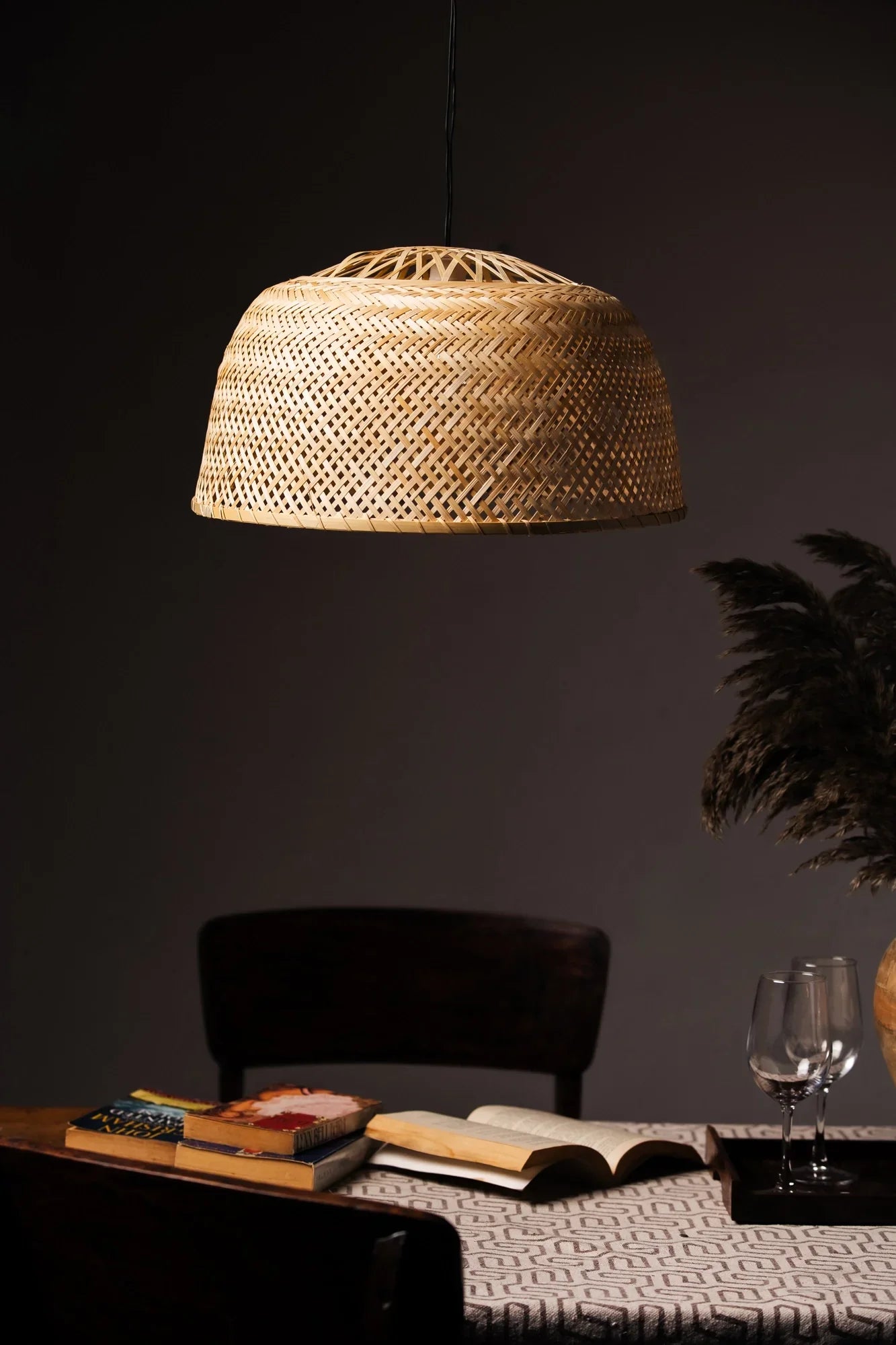 Dome Shape Pendant Bamboo Lampshade - Natural / Bamboo - Lighting