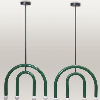 Dual Arc Pendant Light - Green / Mild Steel thickness 1’’ - Lighting