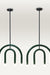 Dual Arc Pendant Light - Green / Mild Steel thickness 1’’ - Lighting