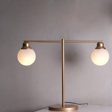 Dual-Light Golden Table Lamp - Gold / Mild Steel and Glass - Lighting