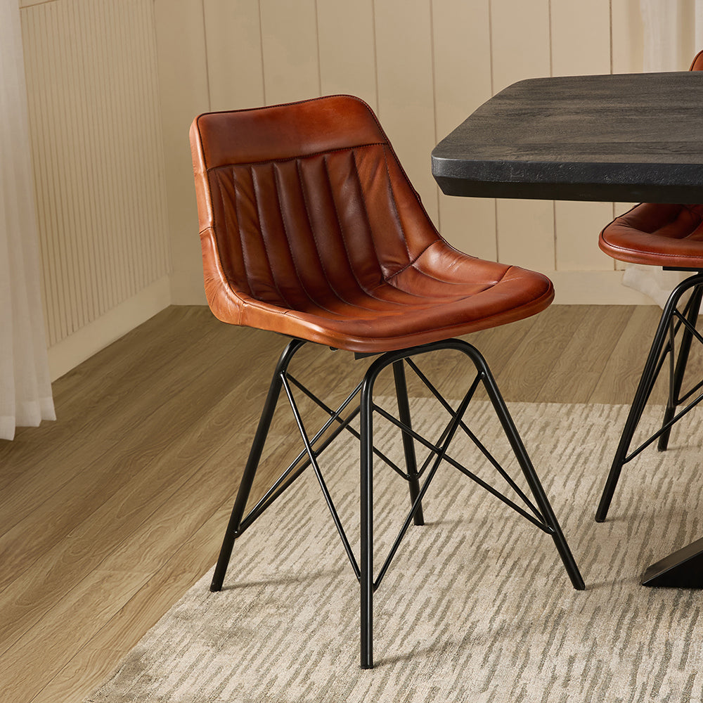 Dunhill Chair 11 - Mild Steel and Leather / CM- L:- 46 x W:- 46 x H:- 78 - Indoor Furniture