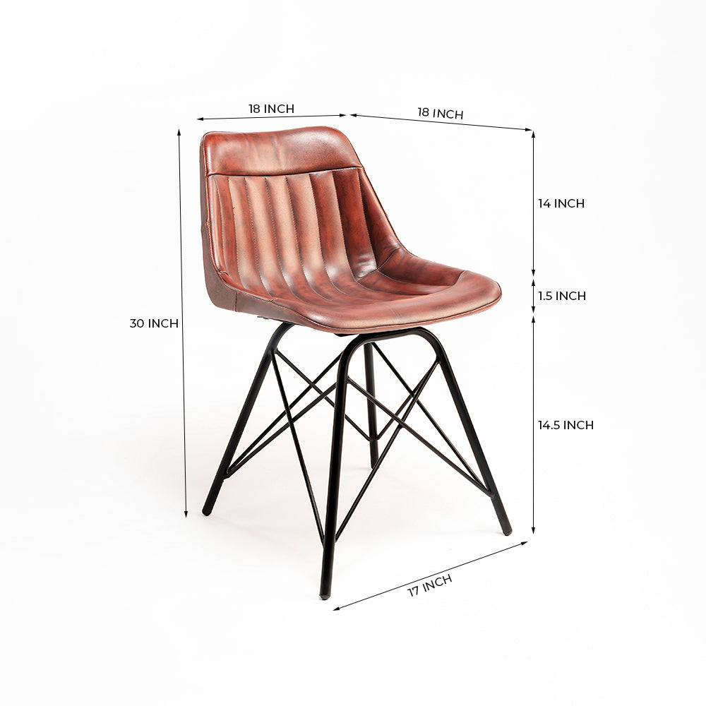 Dunhill Chair 11 - Mild Steel and Leather / CM- L:- 46 x W:- 46 x H:- 78 - Indoor Furniture