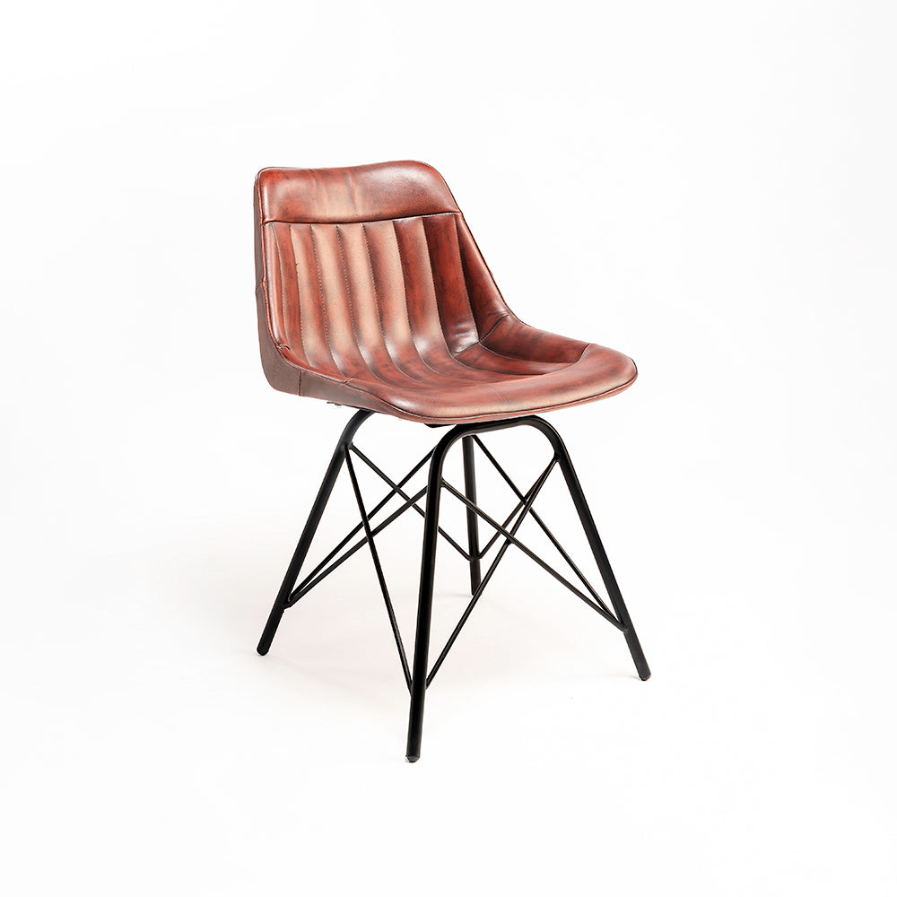 Dunhill Chair 11 - Mild Steel and Leather / CM- L:- 46 x W:- 46 x H:- 78 - Indoor Furniture