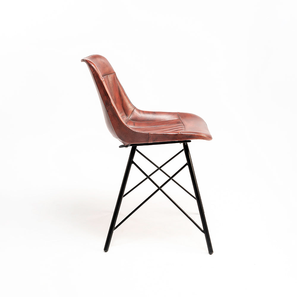 Dunhill Chair 11 - Mild Steel and Leather / CM- L:- 46 x W:- 46 x H:- 78 - Indoor Furniture