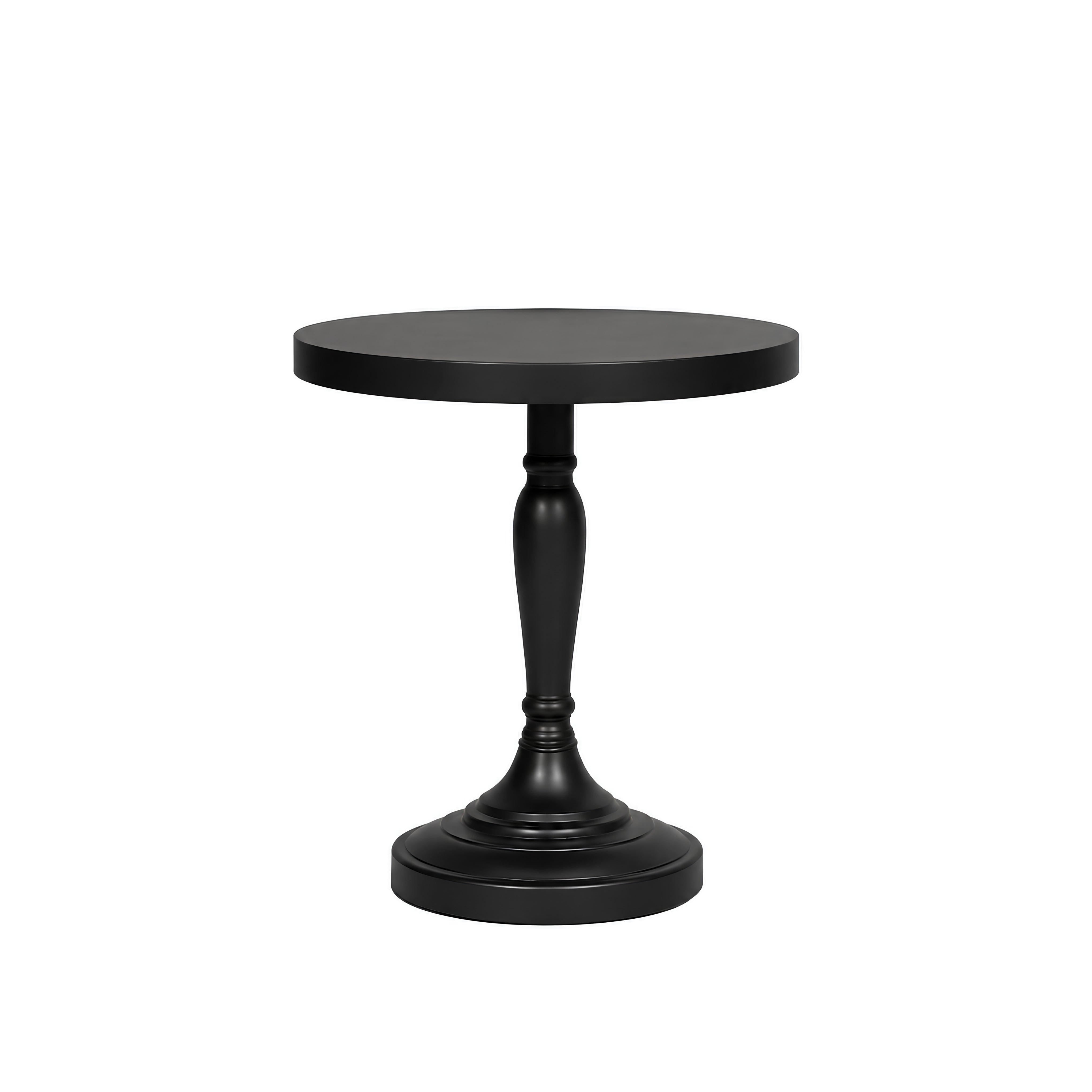 Ebon Side Table - Black / Teakwood / D: 18’’; H: 20’’ - Furniture